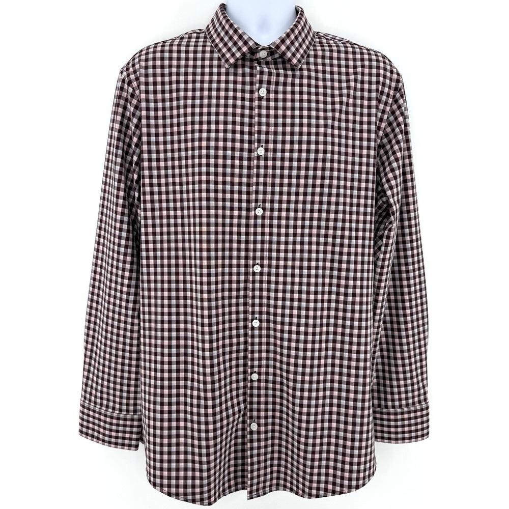Mizzen+Main Leeward Shirt Men's XL Trim Burgundy Plaid Stretch - Picture 2 of 10